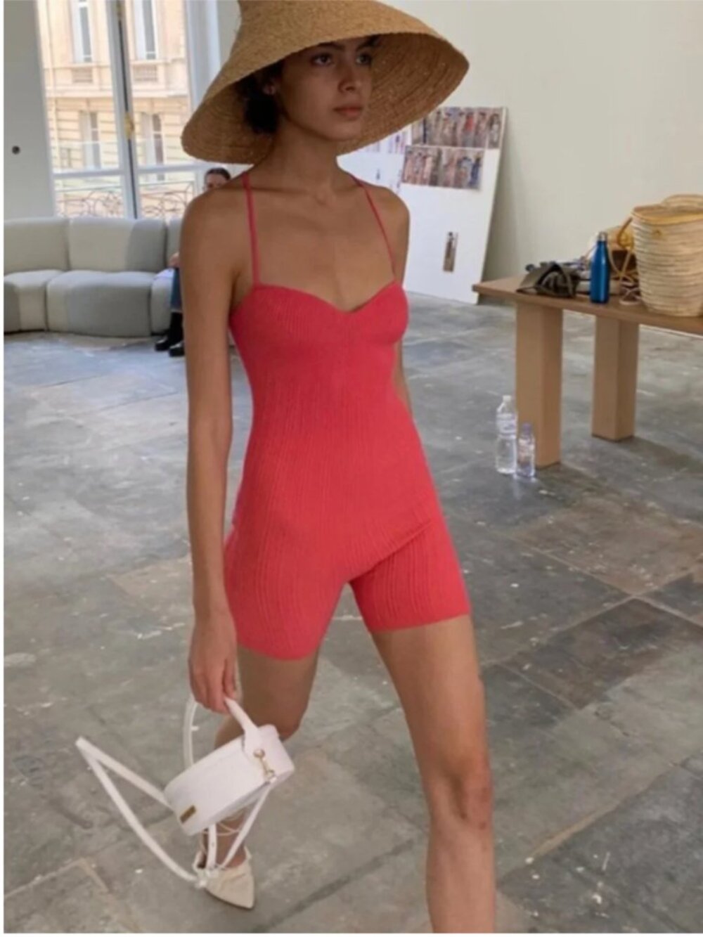 Jacquemus Le Body Arancia Ribbed Romper Bodysuit size FR 38